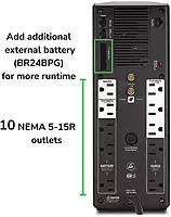 APC UPS 1500VA Battery Backup Surge Protector, BR1500G Backup Battery Power Supply with AVR