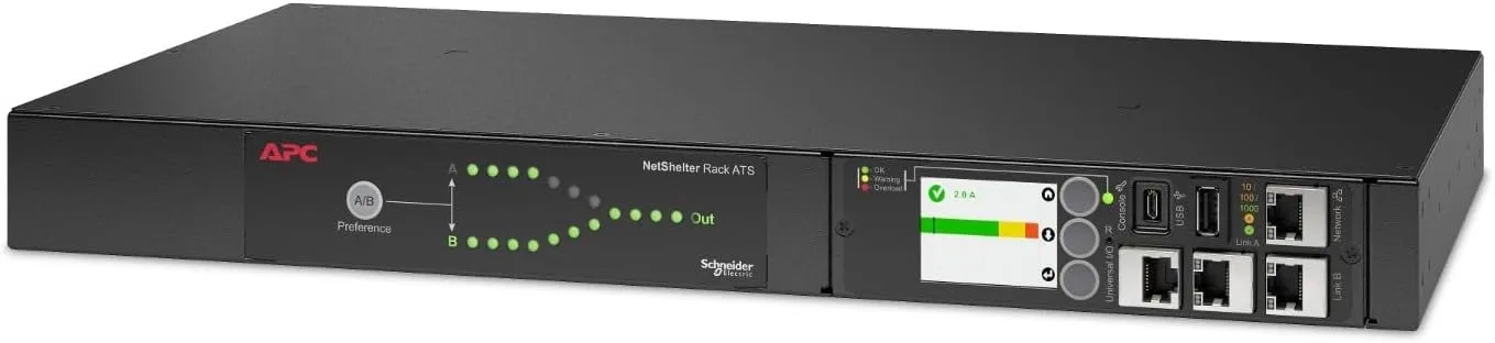 APC NetShelter Rack Automatic Transfer Switch (ATS), 1U, 16A, 230V