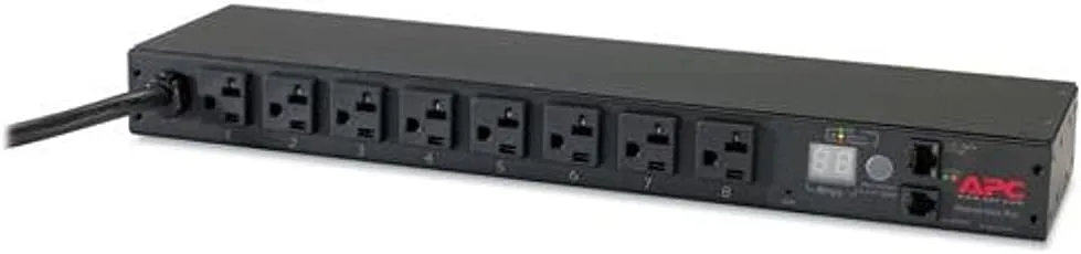 Schneider Electric Rack PDU, Metered, 1U, 20A, 120V, 8 5-20