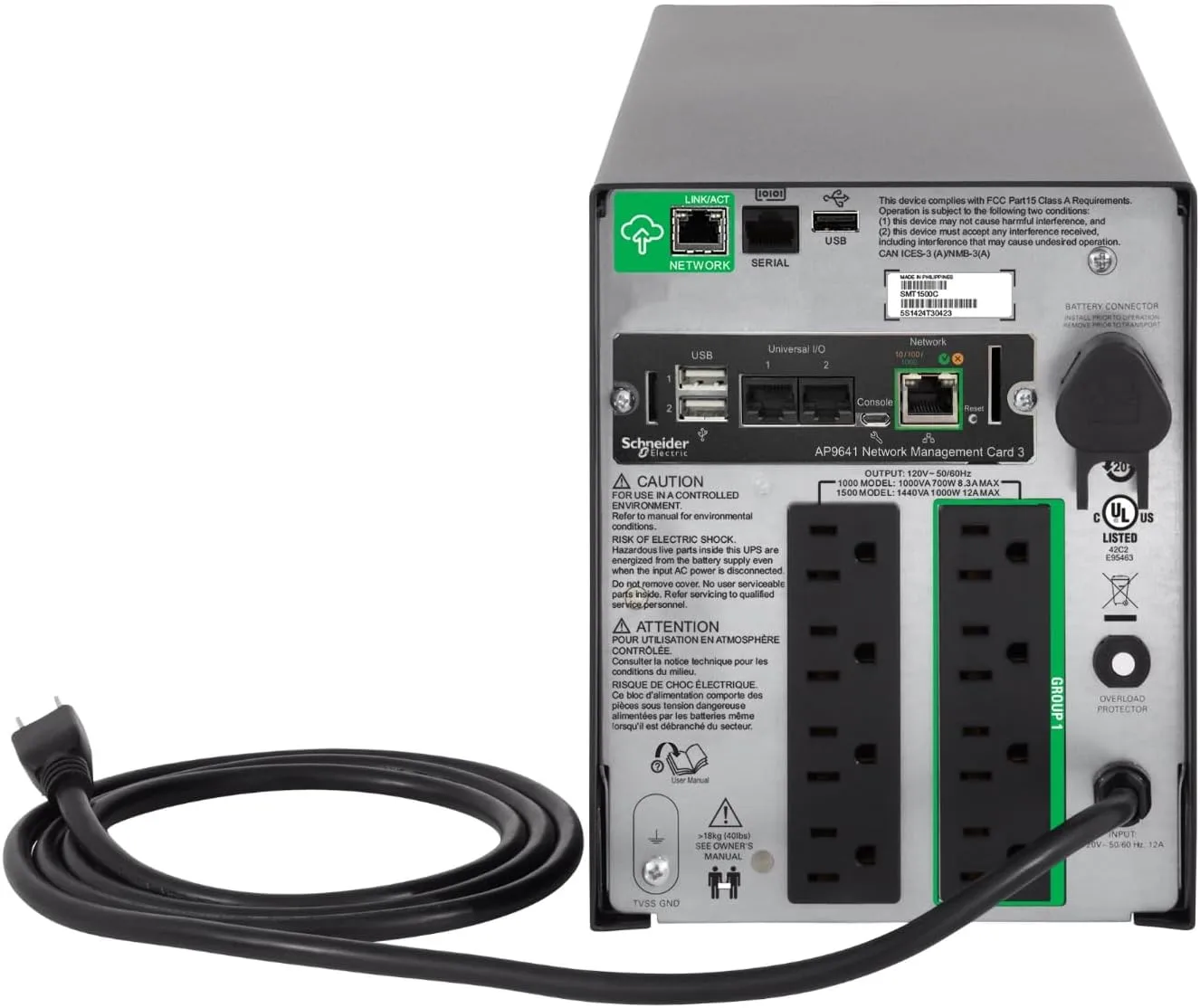 APC 1500VA Smart UPS with SmartConnect and Network Card, SMT1500CNC, Sinewave UPS Battery Backup, 120V, Line Interactive Uninterruptible Power Supply
