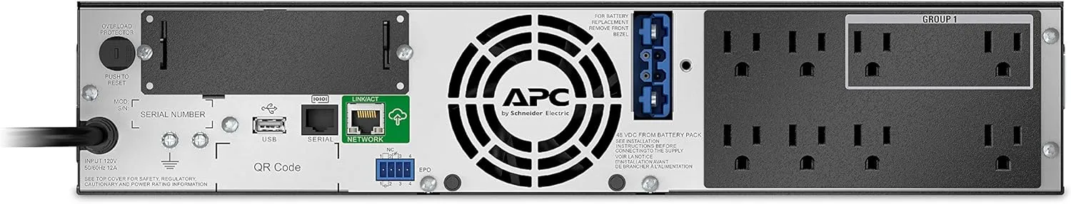 APC Network UPS, 750VA Smart-UPS Sine Wave UPS with Extended Run Option, SMX750C, Tower/2U Rackmount Convertible