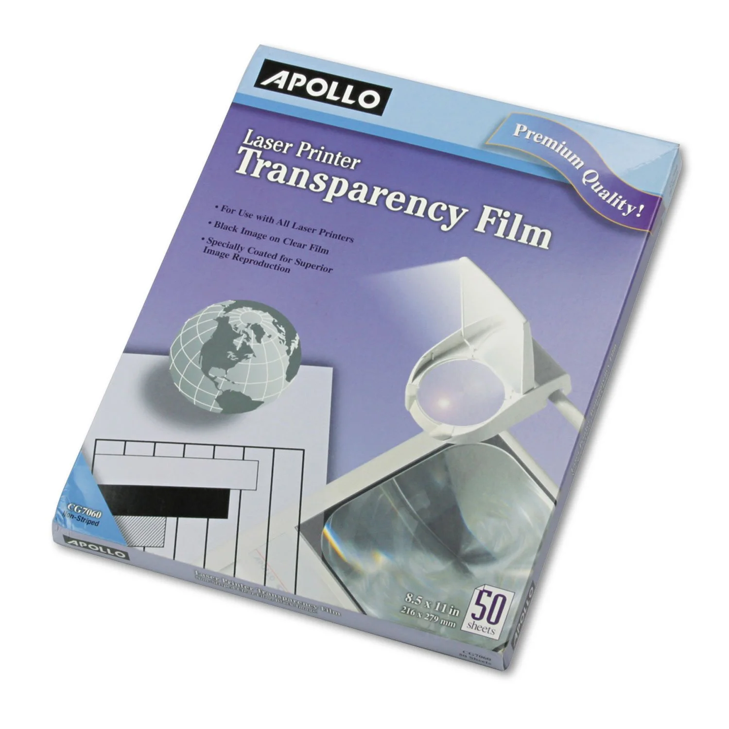 Apollo Laser Printer Transparency Film, 8.5 x 11in, 50 Sheets (VCG7060E)