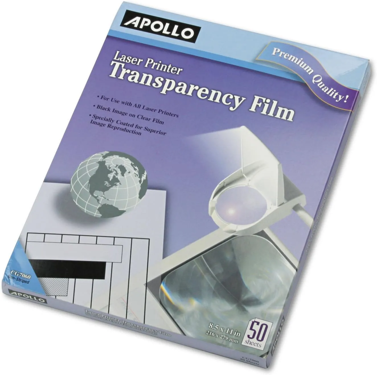 Apollo Laser Printer Transparency Film, 8.5 x 11in, 50 Sheets (VCG7060E)