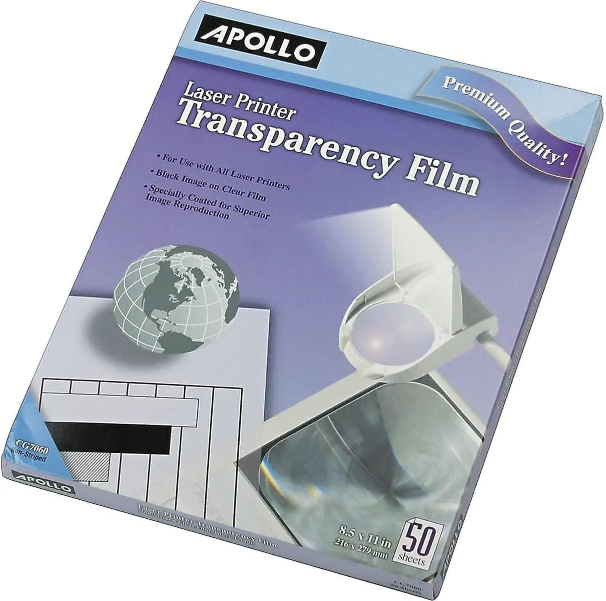 Apollo Laser Printer Transparency Film, 8.5 x 11in, 50 Sheets (VCG7060E)