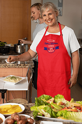 Mom’s Kitchen Open 24 Hours – Khaki Embroidered Apron