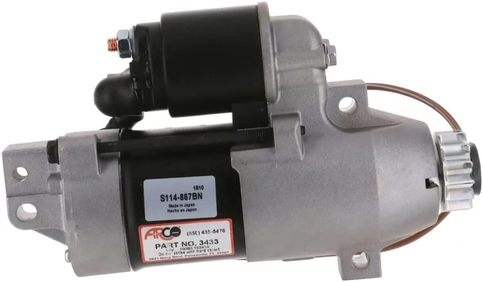 Arco 3433 Outboard Starter for Yamaha 4-Stroke 150 HP (2004+), 250 HP (2005+), 225 HP (2006+), 13-Tooth Drive Gear
