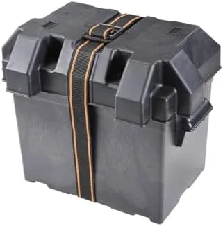 Arcon Battery Container 13228, Fits 6 Volt Golf Cart Battery, Strap Style Box, Black, Polypropylene, Vented, with Box/Lid/Strap/Mounting Brackets/Stainless Screws