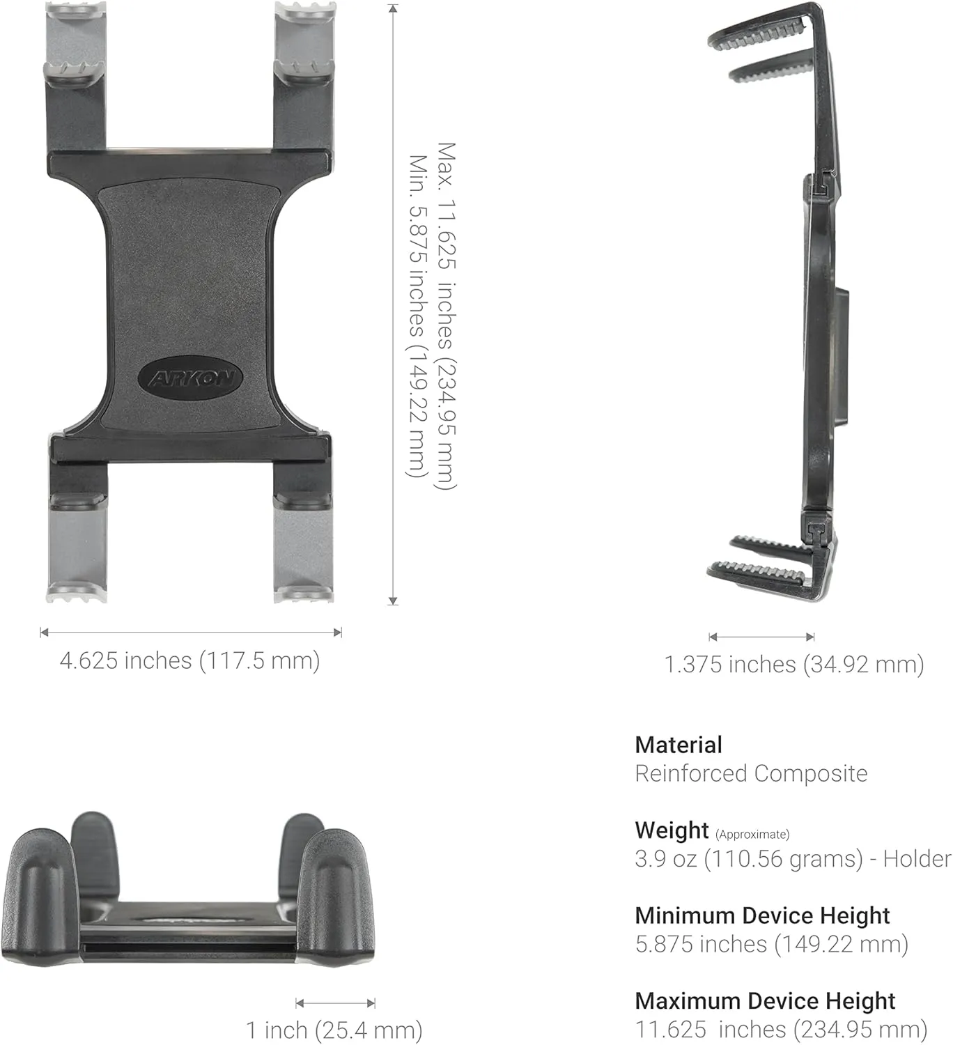 ARKON Mounts - Heavy-Duty Tablet Mount | Secure Drill Base for Cars, Walls