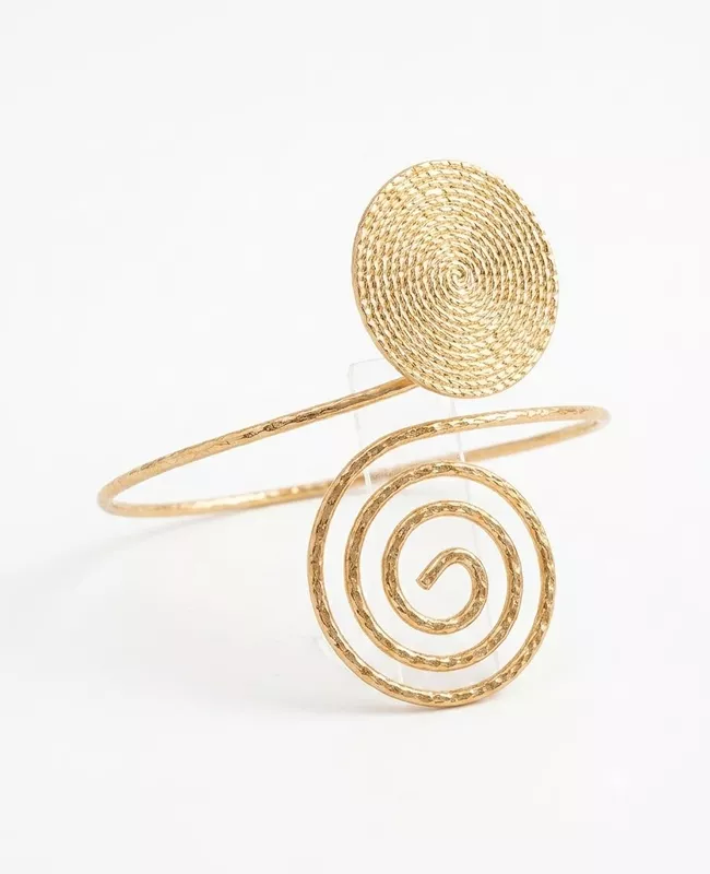 Gold Spiral Dual-Motif Statement Arm Cuff