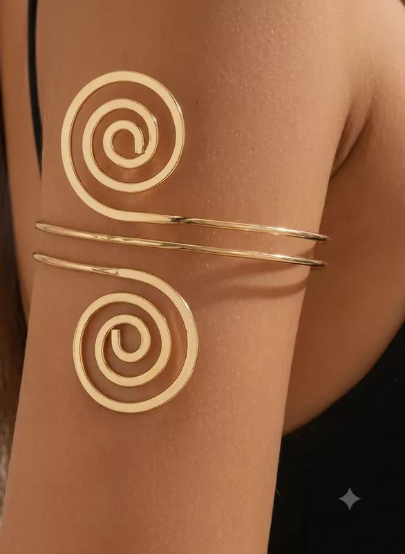Gold Double Swirl Statement Arm Cuff