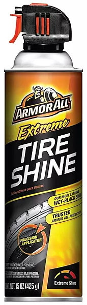 Armor All Extreme Tire Shine Spray, Tire Shine for Restoring Color and Tire Protection, 15 Oz, black