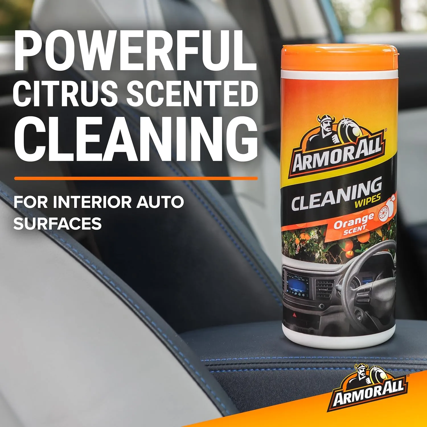 Armor All Car Interior Cleaner Wipes, Orange Scent, 25 Count