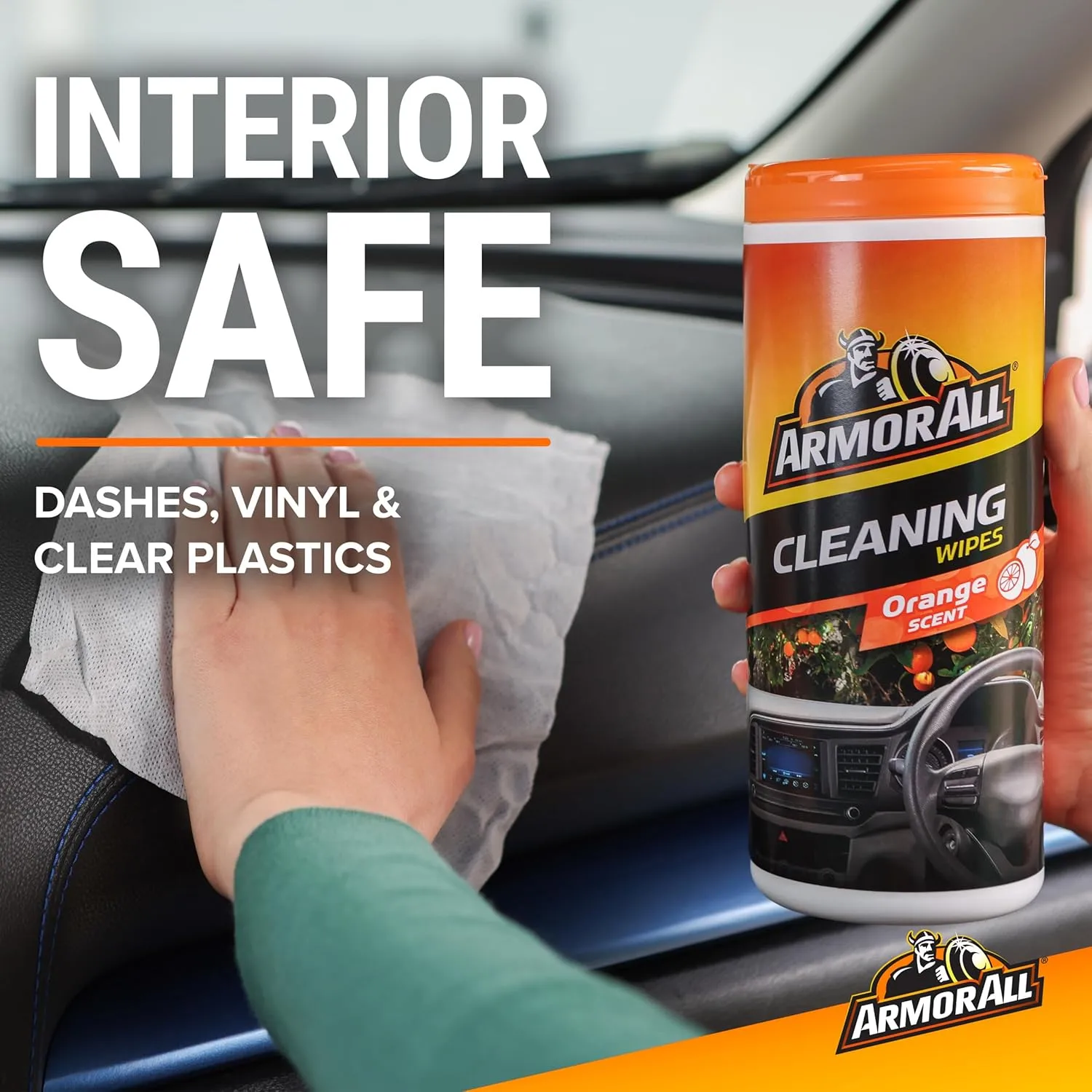 Armor All Car Interior Cleaner Wipes, Orange Scent, 25 Count