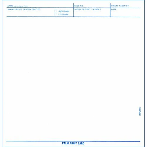 Armor Forensics 2-6499 Palmprint Cards (100)