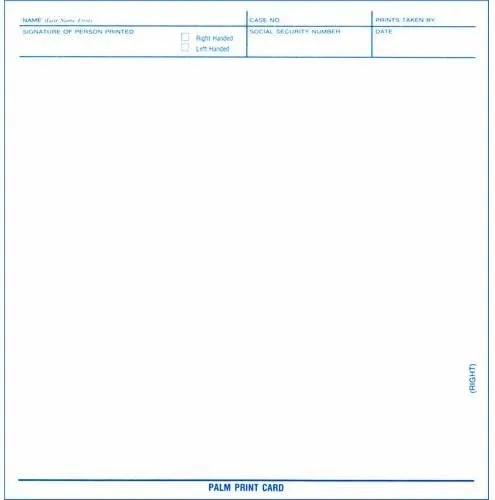 Armor Forensics 2-6499 Palmprint Cards (100)
