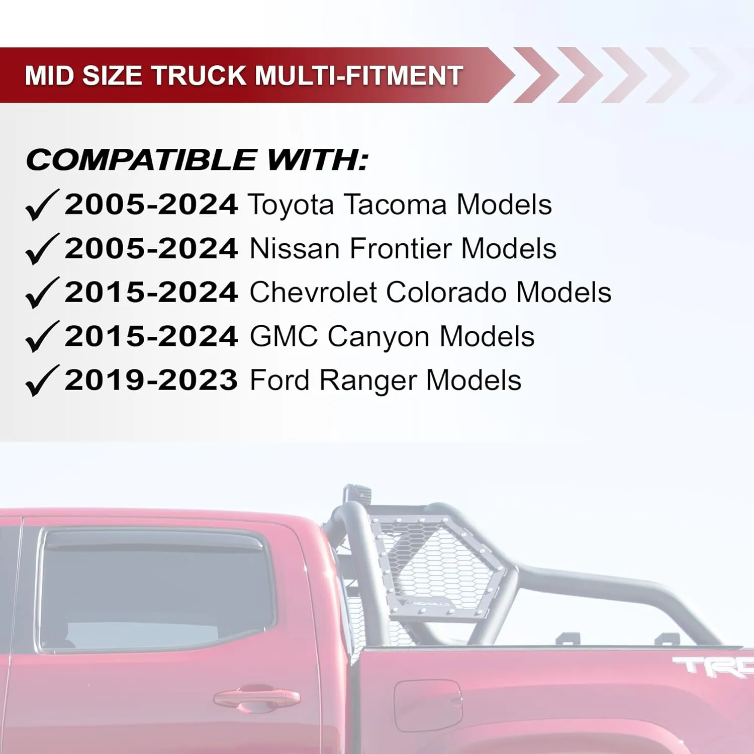 ARMORDILLO CR1 Roll Bar Chase Rack for Mid-Size Trucks - Matte Black