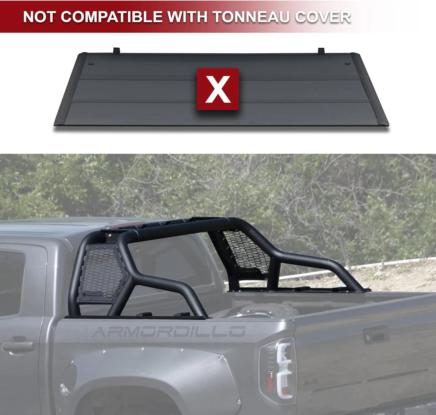 ARMORDILLO CR1 Roll Bar Chase Rack for Full-Size Trucks - Matte Black