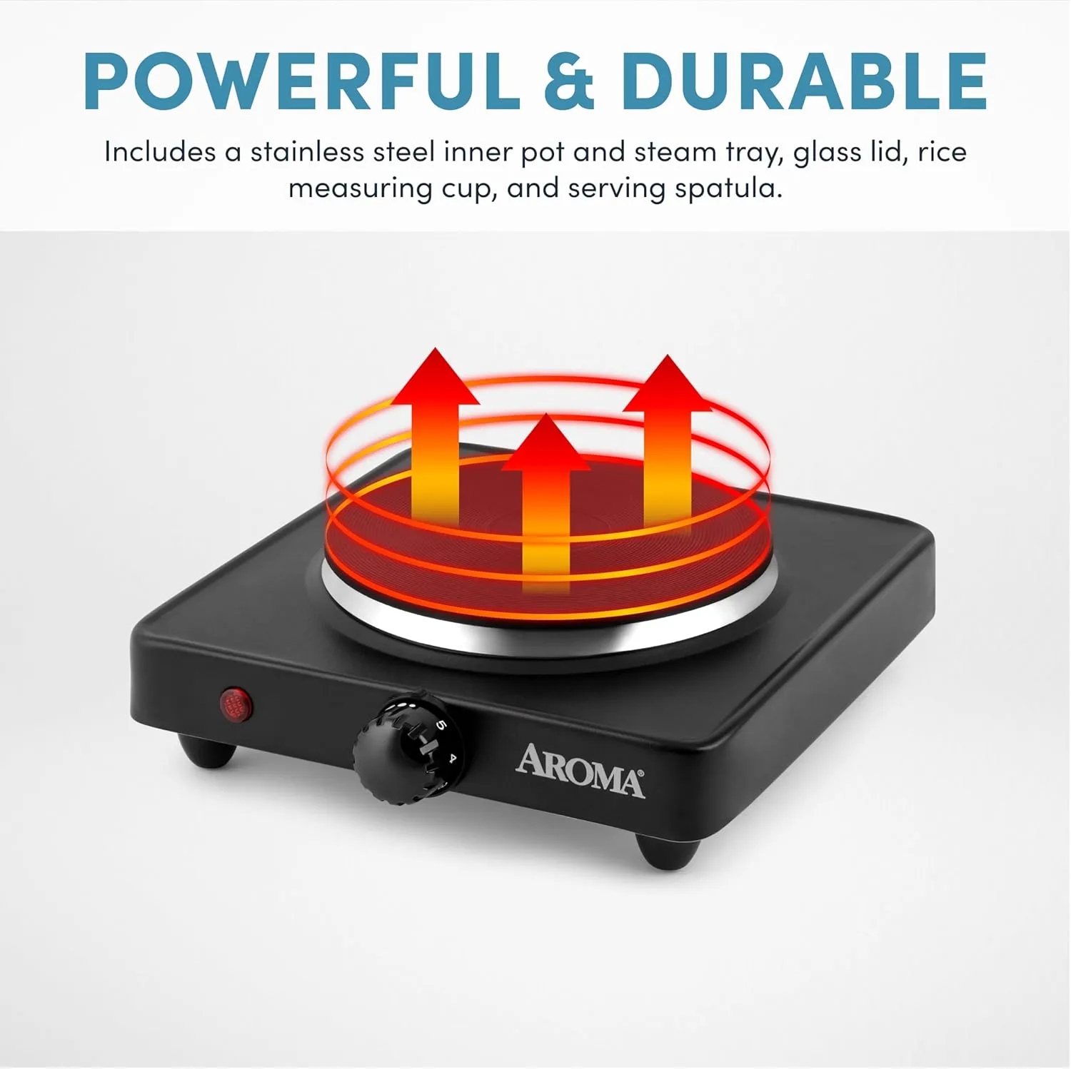 Aroma Housewares AHP-303 Single Burner Hot Plate, Metal, Black