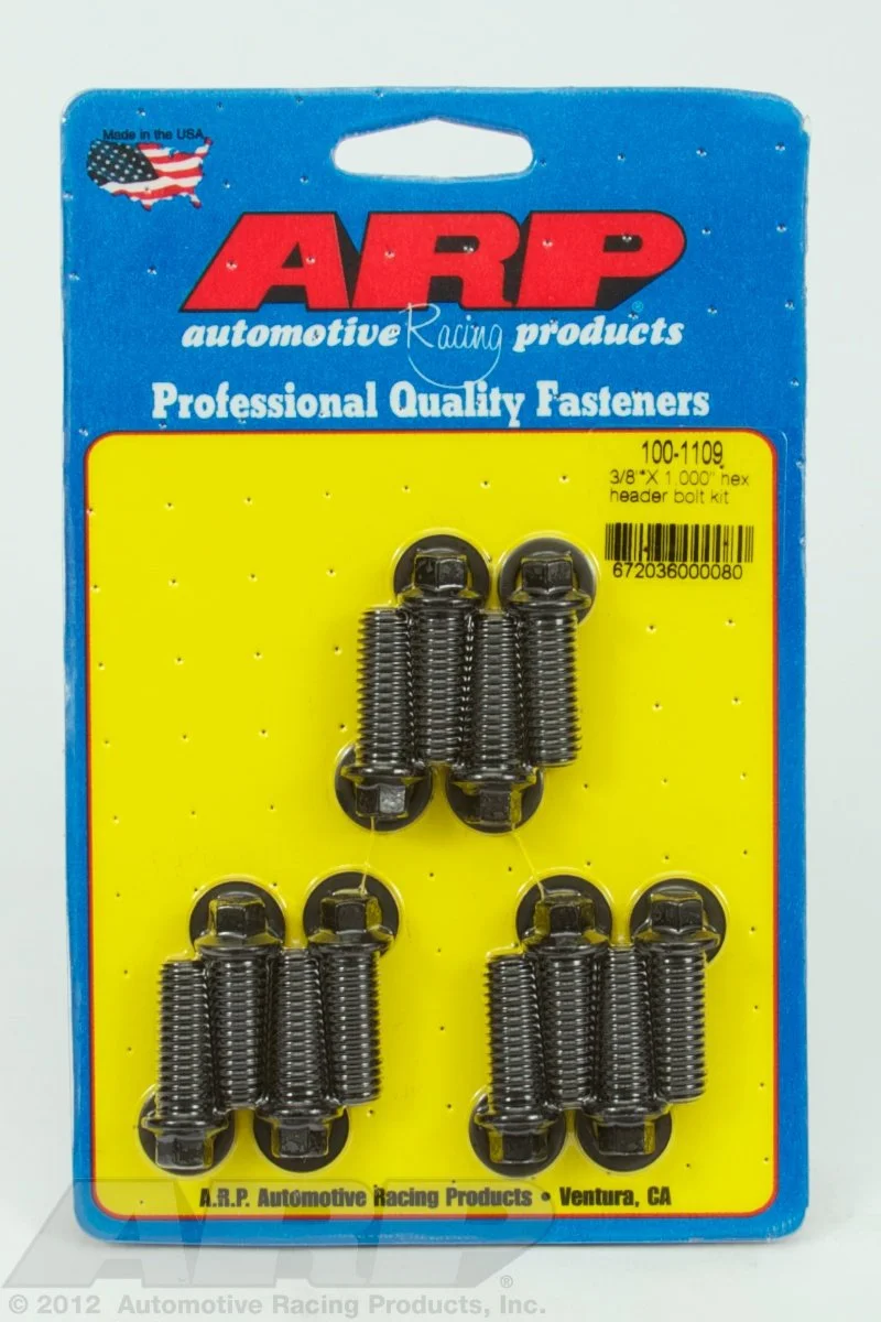 ARP 100-1109 Header Bolt Kit 3/8 x 1.000 Hex Black Oxide (12-Piece)