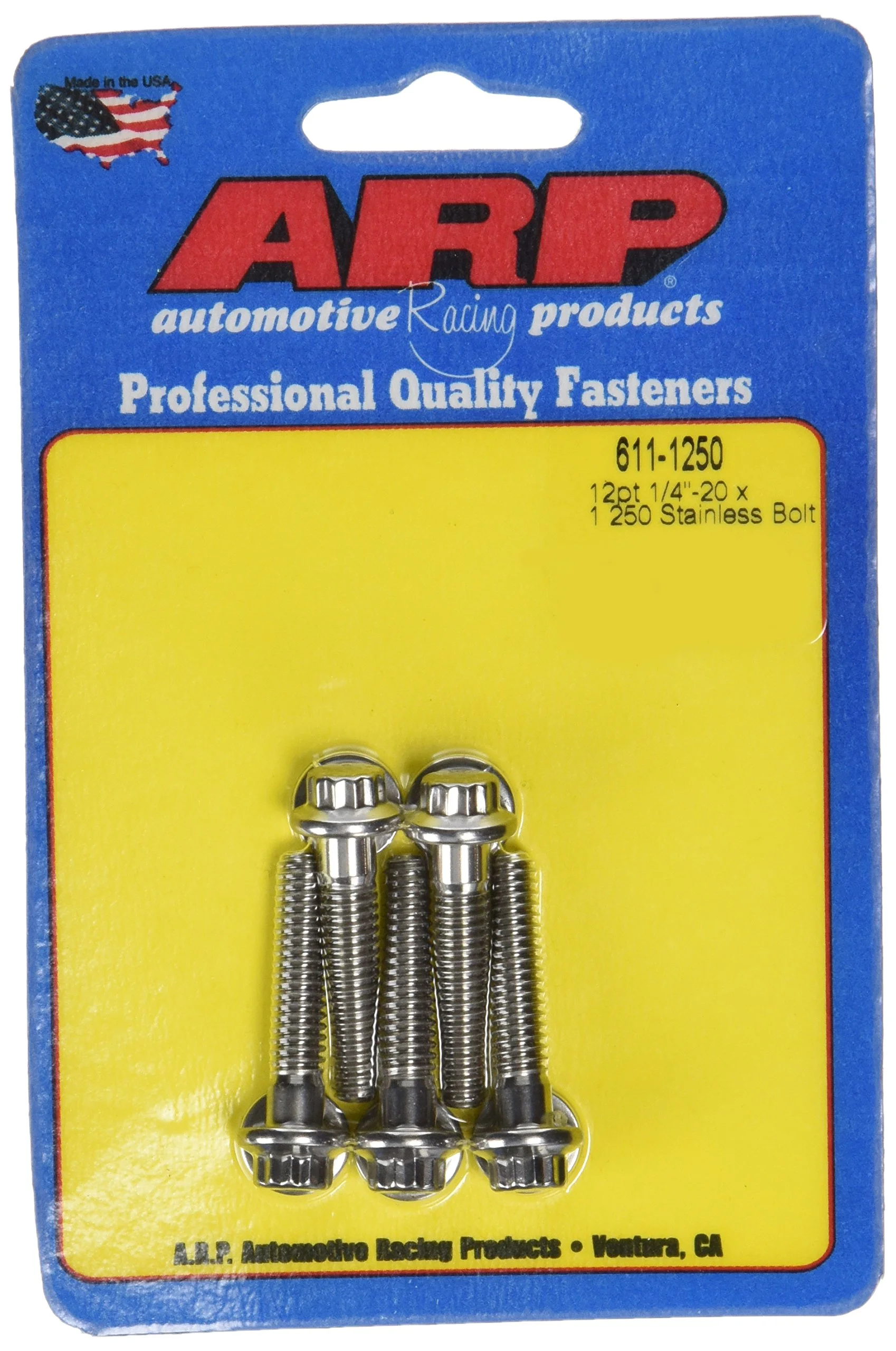 ARP 6111250 Stainless Steel 1/4-20 12-Point Bolts - Pack of 5