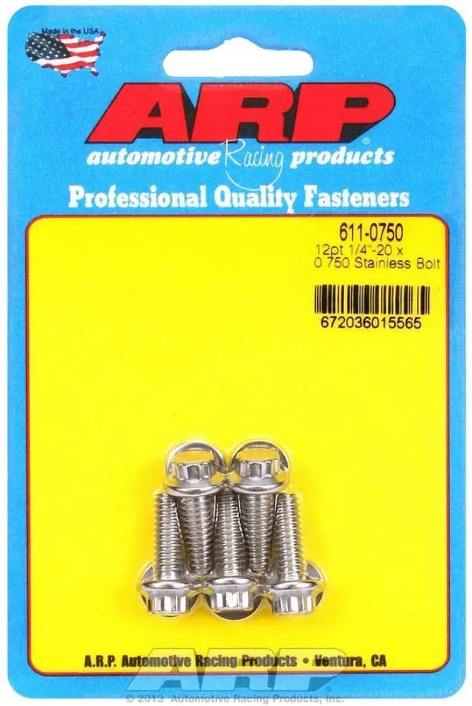 1/4-20 x 0.750 12pt SS Bolt