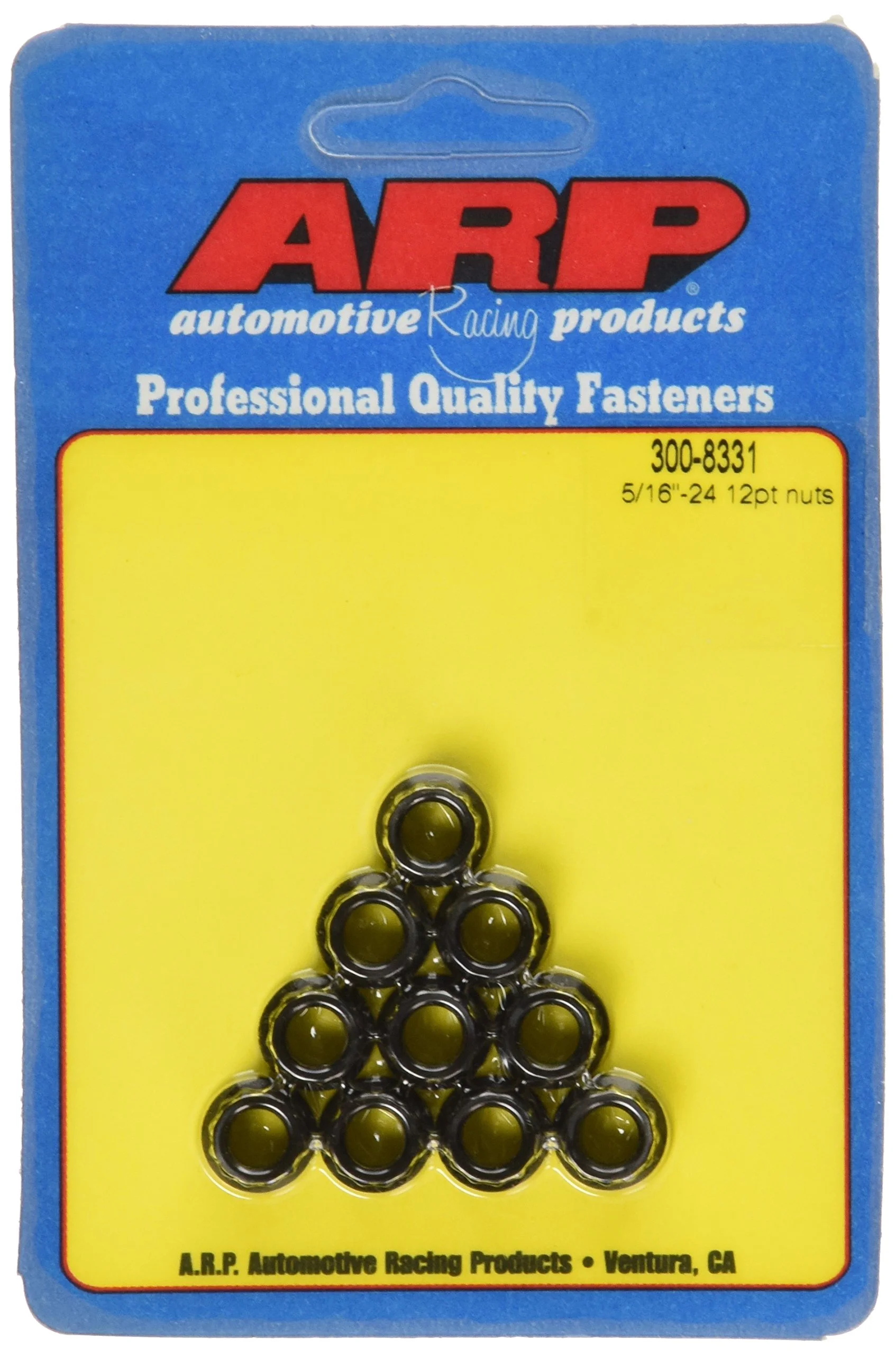 ARP 3008331 Stainless Steel 12-Point Nuts, Package Of 10, 5/16-24 Thread, 3/8 Socket