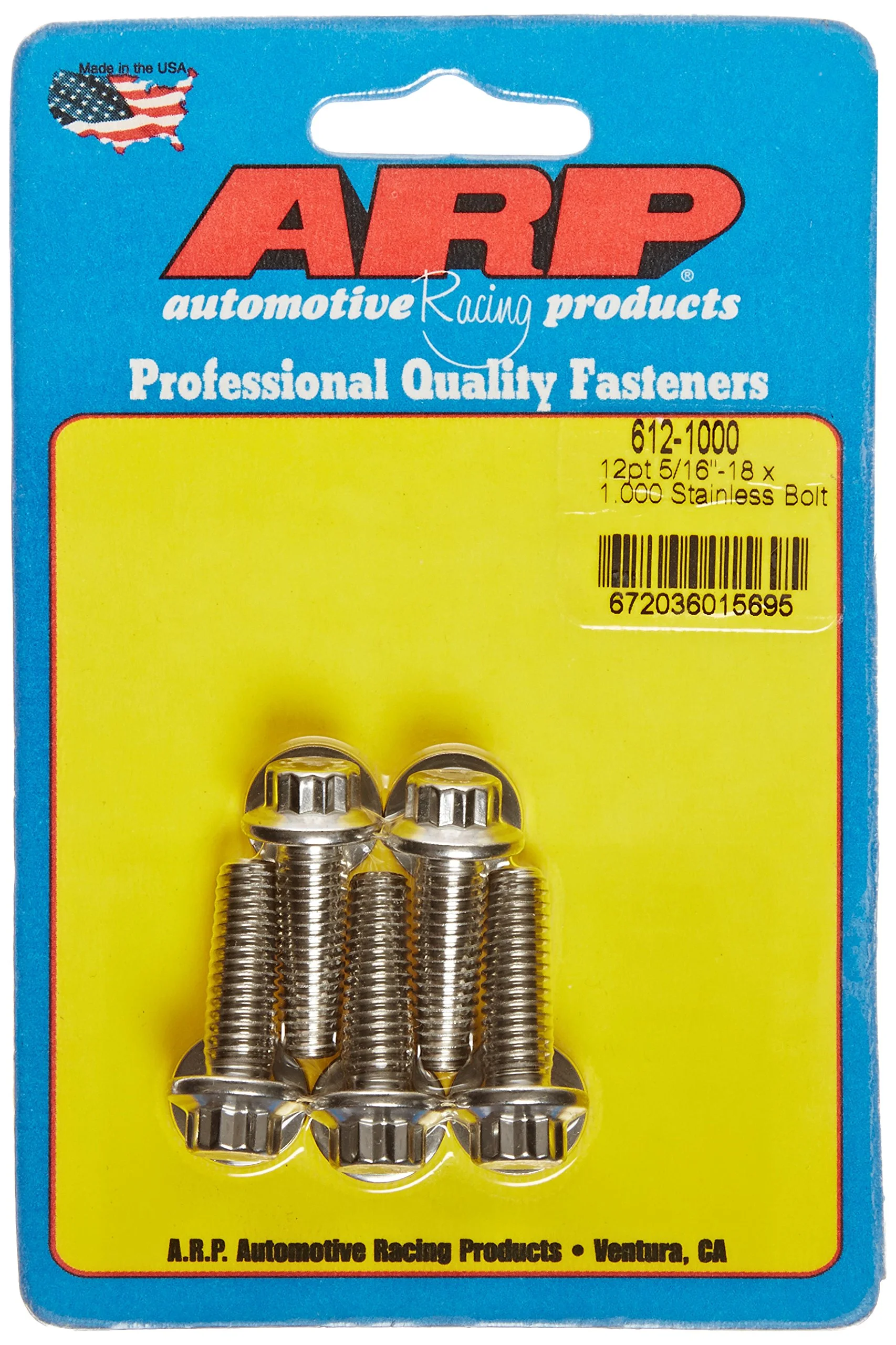 ARP 6121000 Stainless Steel 5/16-18 12-Point Bolts -5 Count
