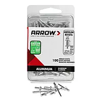 Arrow RMA1/8IP Medium Aluminum 1/8-Inch Pop Rivets for Metal, Fabric, Leather, and Auto Repair, 100-Pack 1/8 in. x 1/4 in.