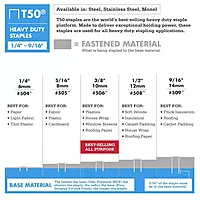 Arrow 508 Heavy Duty T50 1/2-Inch Leg Length, 3/8-Inch Crown, Staples for Upholstery, Construction, Furniture, Crafts