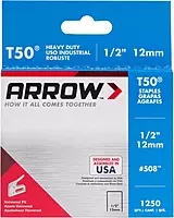 Arrow 508 Heavy Duty T50 1/2-Inch Leg Length, 3/8-Inch Crown, Staples for Upholstery, Construction, Furniture, Crafts