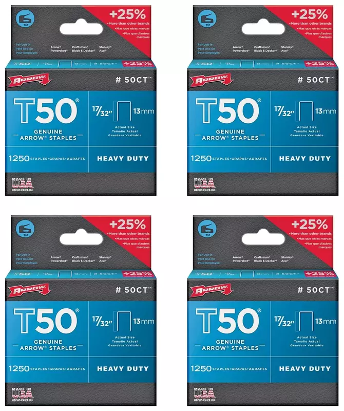 Arrow Fastener 17/32 in. L x 3/8 in. W Galvanized Steel Flat Crown Heavy Duty Staples 18 Ga. 1250 pk