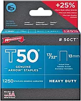 Arrow Fastener 17/32 in. L x 3/8 in. W Galvanized Steel Flat Crown Heavy Duty Staples 18 Ga. 1250 pk