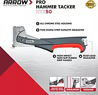 Arrow HTX50 Professional Heavy Duty Hammer Tacker, Manual Stapler for Construction and Insulation, Ergonomic Grip Handle