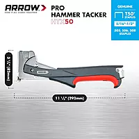 Arrow HTX50 Professional Heavy Duty Hammer Tacker, Manual Stapler for Construction and Insulation, Ergonomic Grip Handle