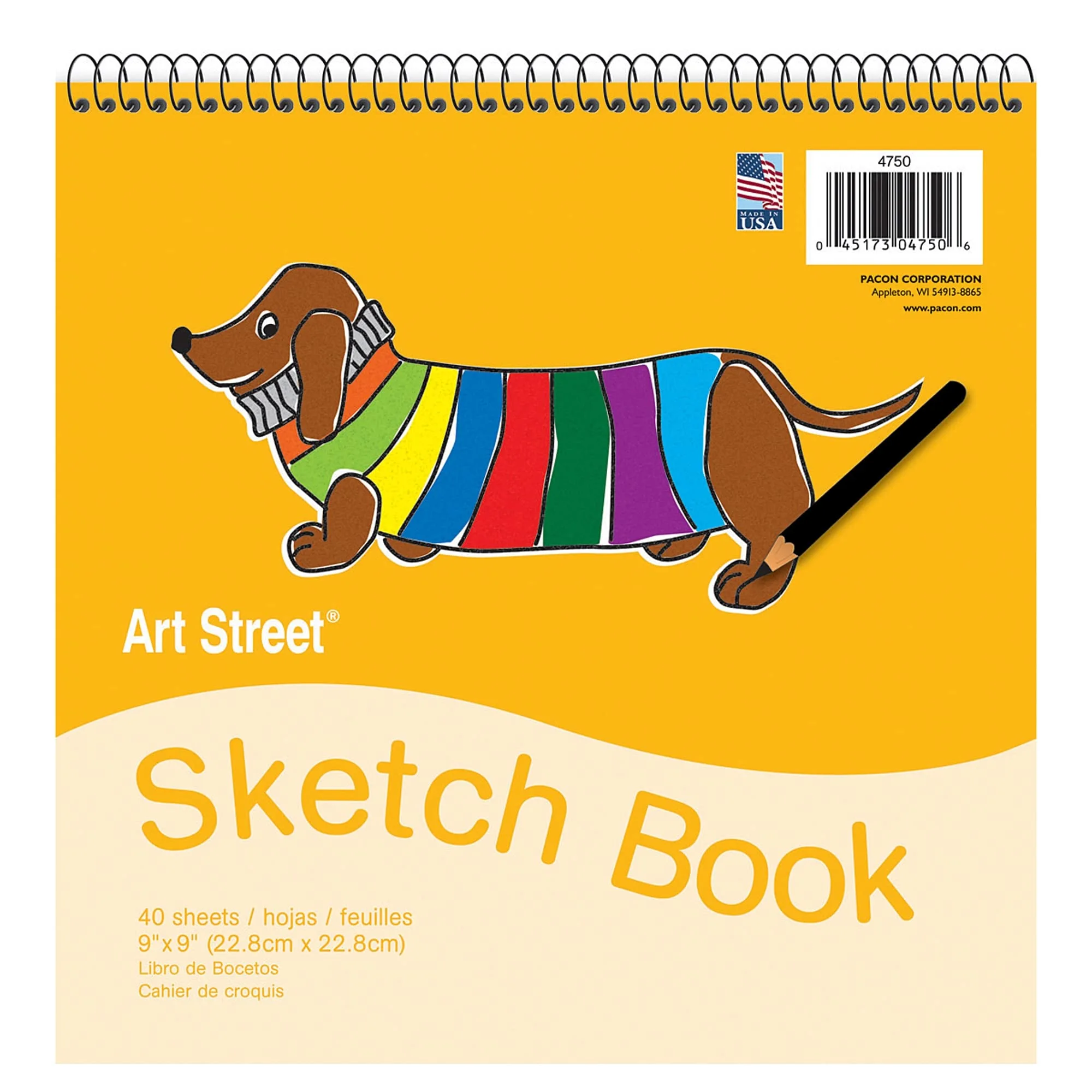 Art Street Sketch Book, 9 x 9 in, 40 Sheets, White