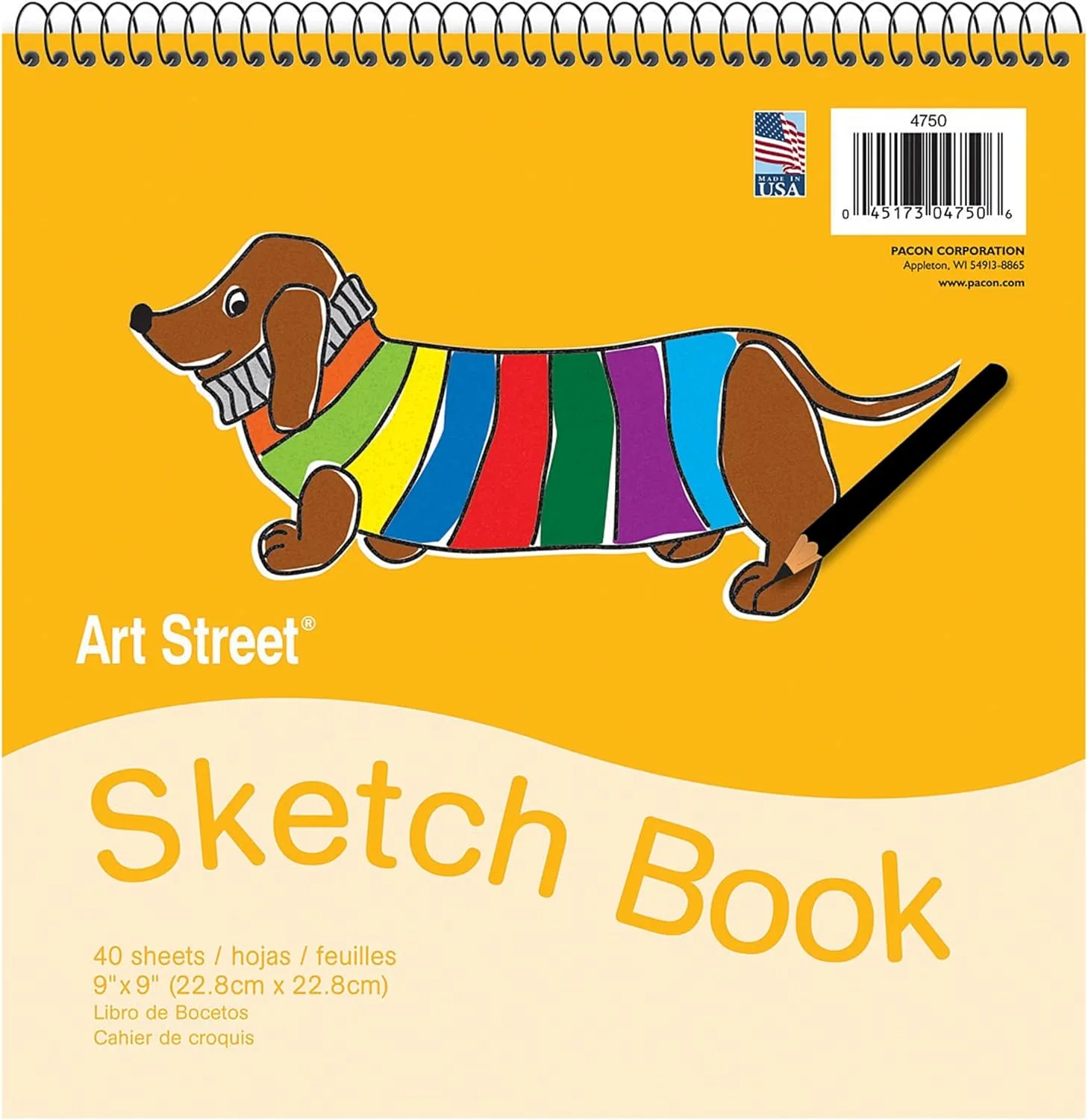 Art Street Sketch Book, 9 x 9 in, 40 Sheets, White