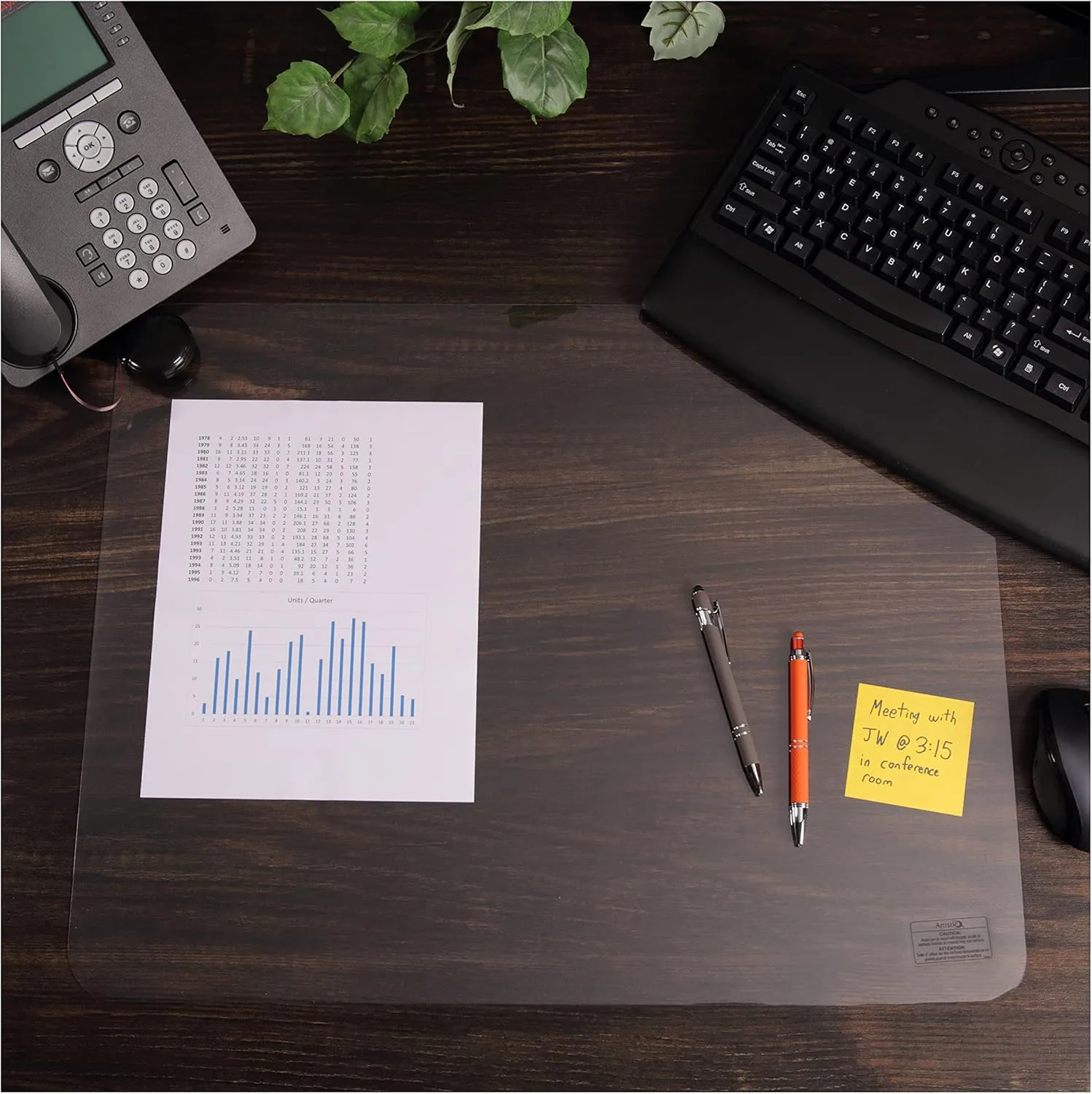 Artistic Krystal View Desk Pad, 24in L x 19in W, Clear