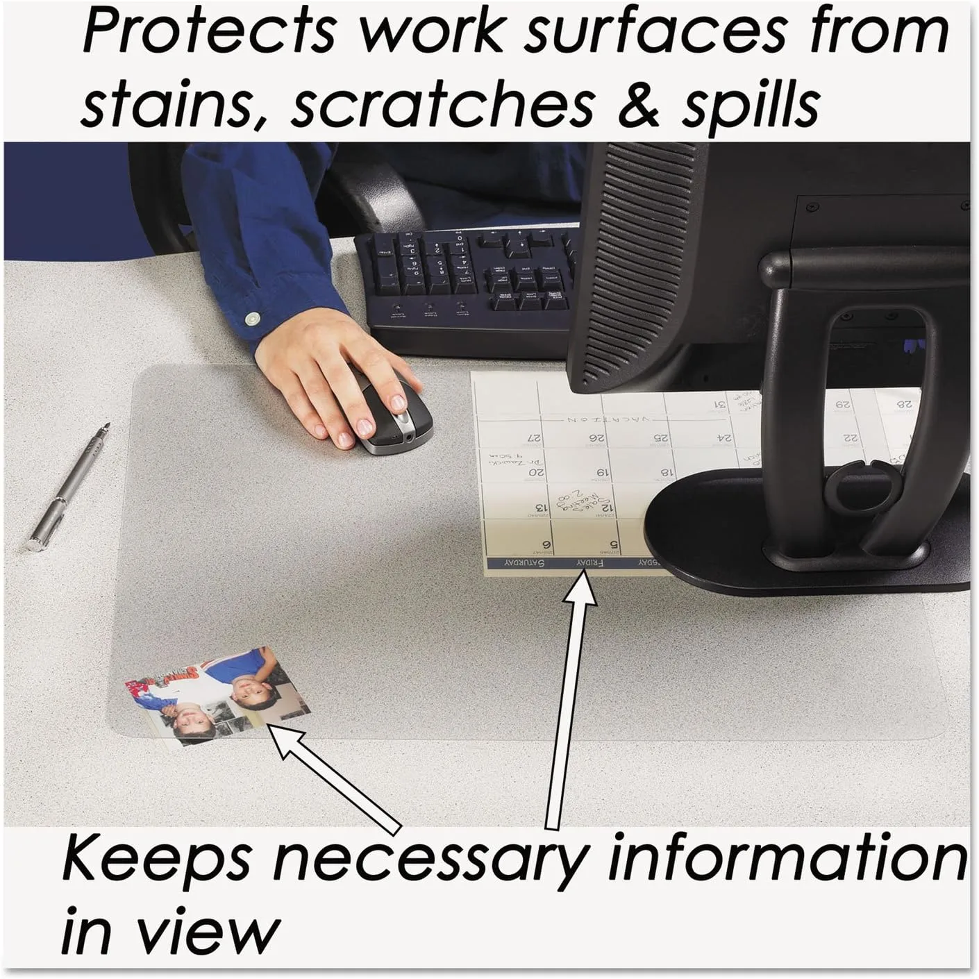 Artistic KrystalView Desk Pad with Antimicrobial Protection, Glossy Finish, 36 x 20, Clear