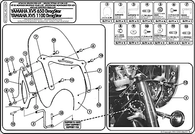 KAPPA YAMAHA SCREEN BRACKET AS102A2 - XVS 650A Drag Star Classic (98-07)