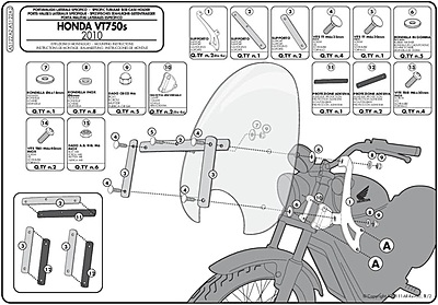 KAPPA HONDA SCREEN BRACKET AS122A2 - VT750 S (10-15)
