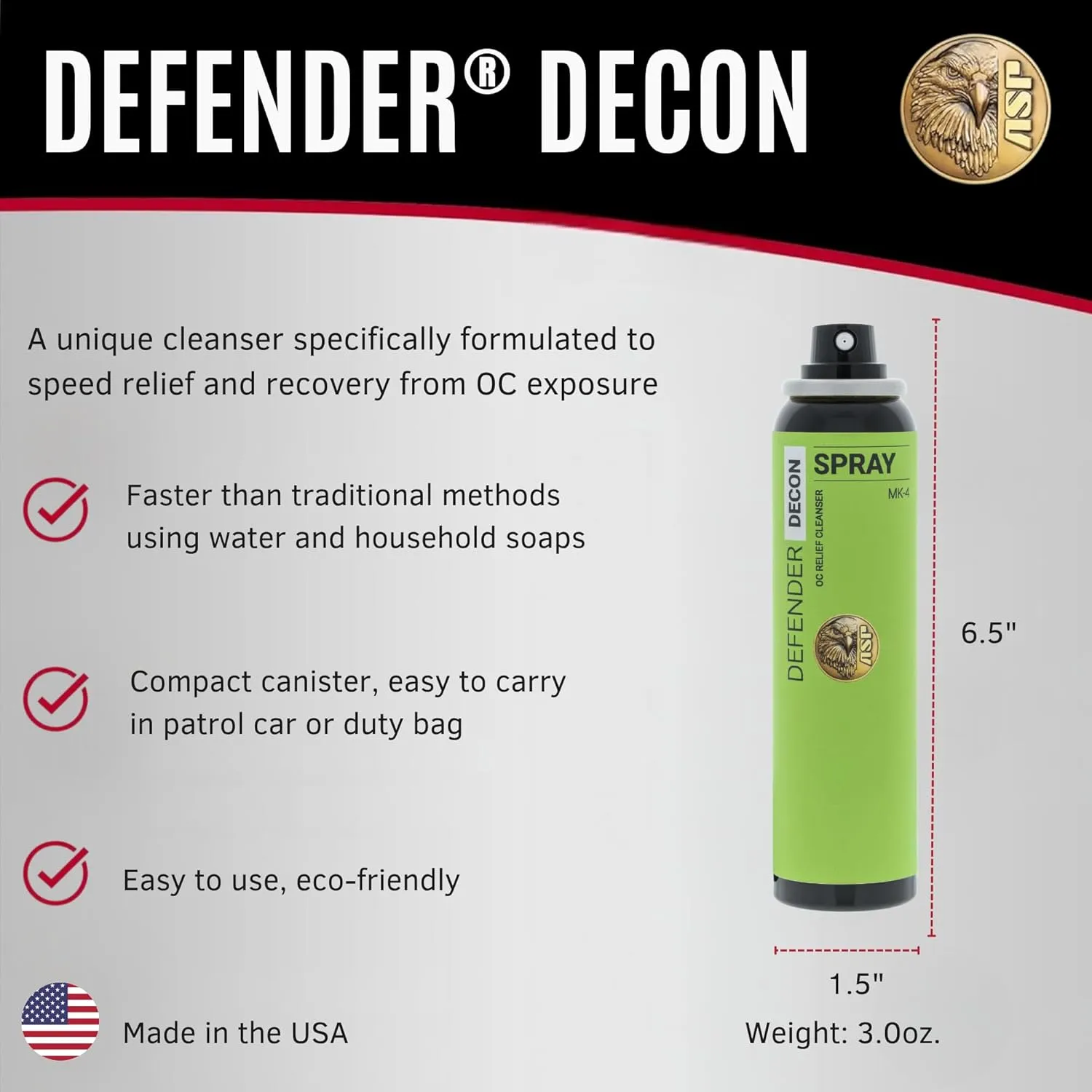 ASP Defender LE Pepper Spray Stream MK3 & Decon Cleanser Spray, Self-Defense OC for Law Enforcement Professionals