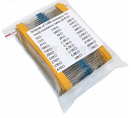 ASSORTED RESISTOR 1/4W 10R- 10Mohms 600pcs 1% Precision/Tolerance WITHOUT BOX