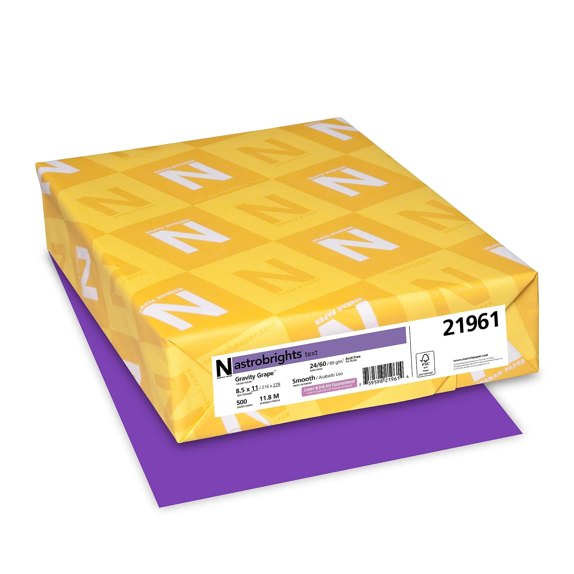 Astrobrights Color Multi-Use Printer & Copy Paper, Gravity Grape, Letter, 24 lb, 500 Sheets