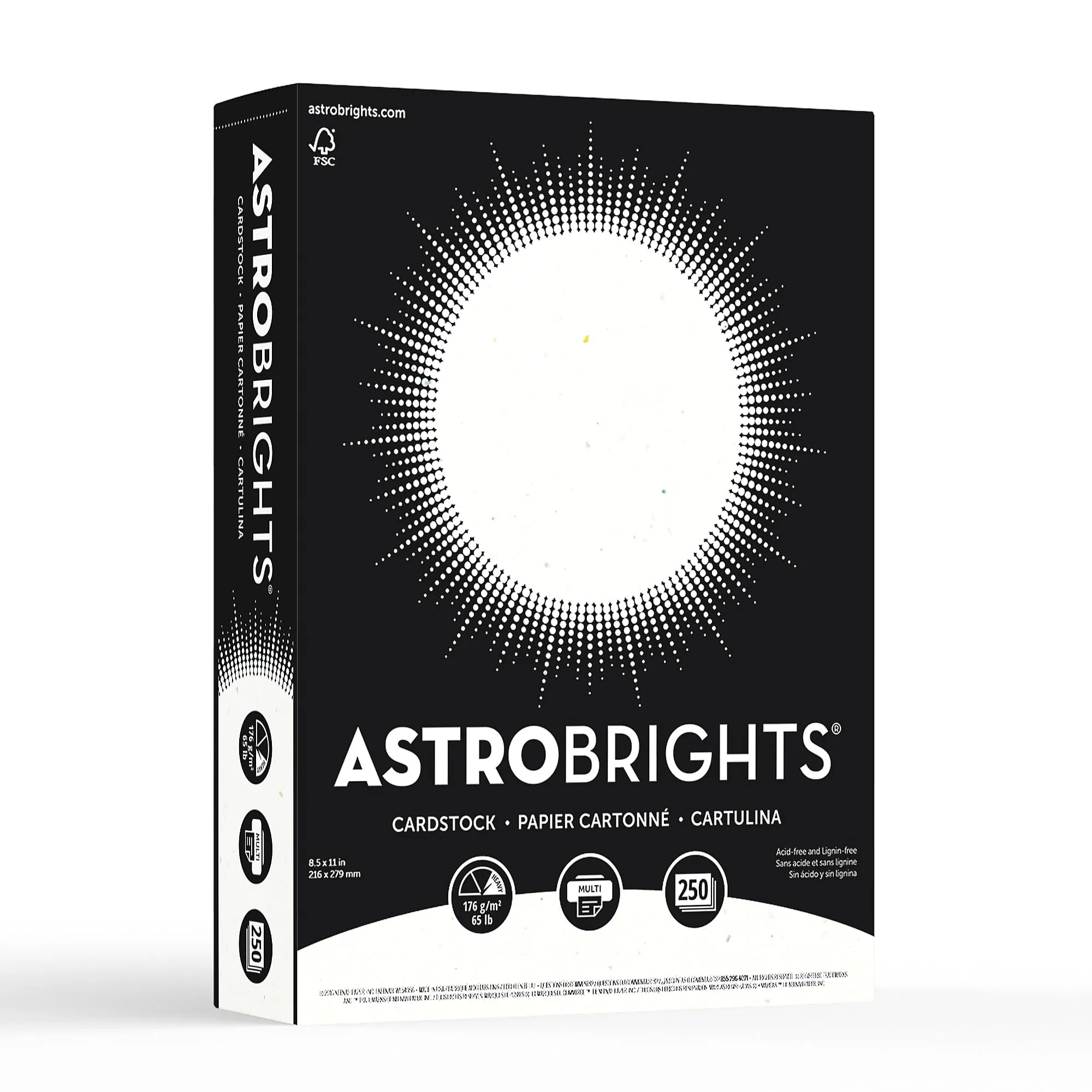 Astrobrights Card Stock, Stardust White, Letter (8.5 x 11), 65 lb, Pack of 250