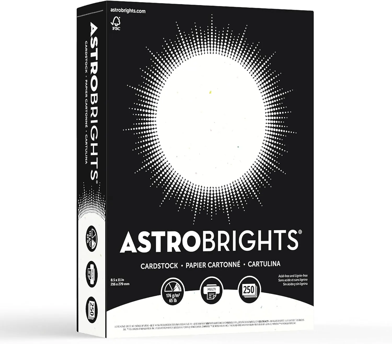 Astrobrights Card Stock, Stardust White, Letter (8.5 x 11), 65 lb, Pack of 250