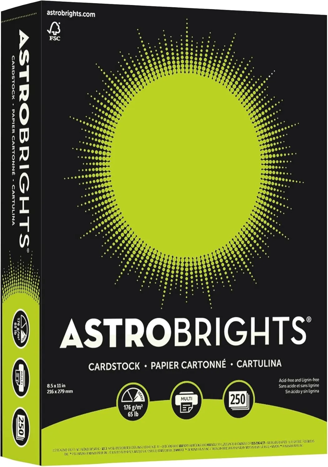 Astrobrights® Color Card Stock, 8.5 x 11, 65 lb, Terra Green, 250 Sheets