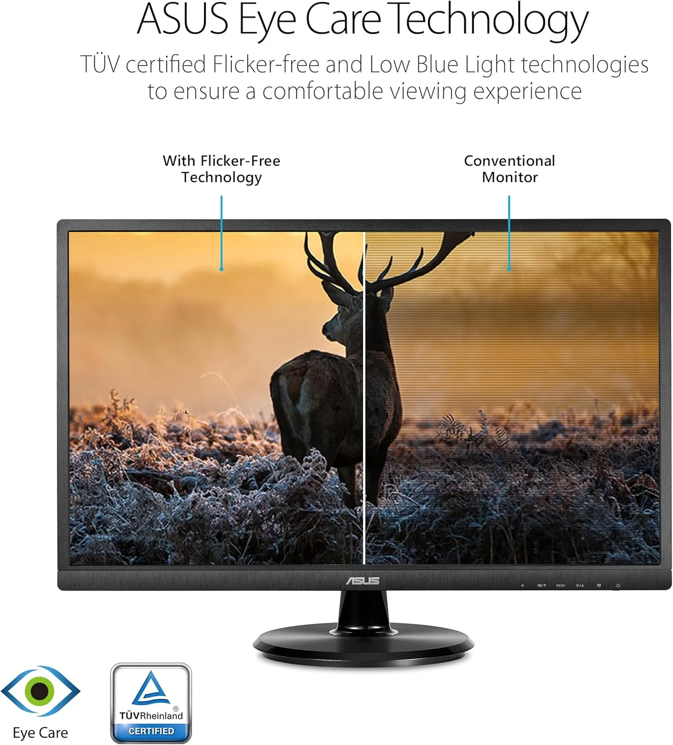 ASUS Full HD 1080p Monitor with Eye Care, HDMI VGA USB