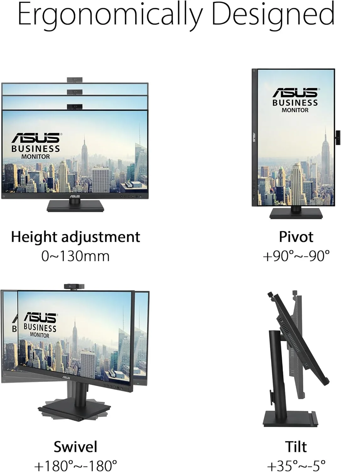 ASUS 24” 1080P Video Conferencing Monitor (BE249QFK) - IPS, 100Hz