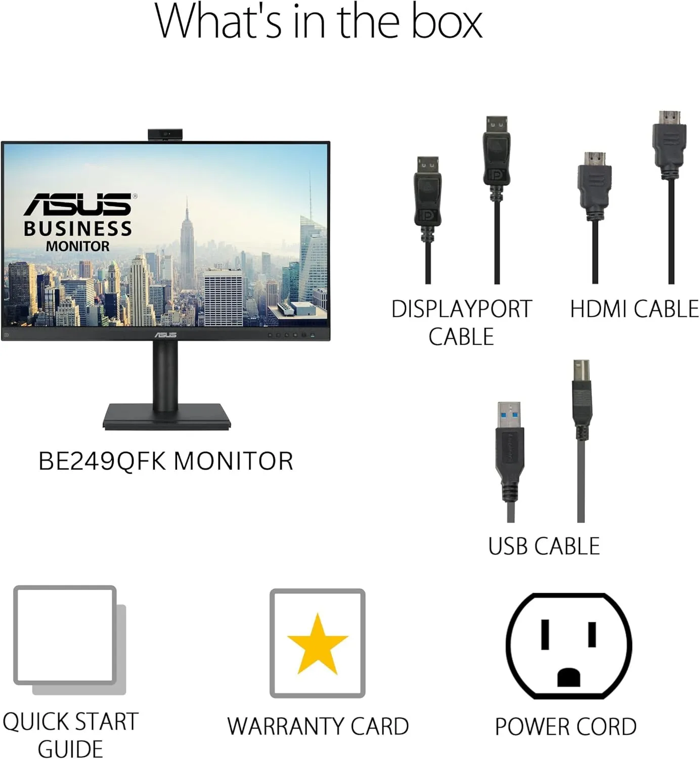 ASUS 24” 1080P Video Conferencing Monitor (BE249QFK) - IPS, 100Hz