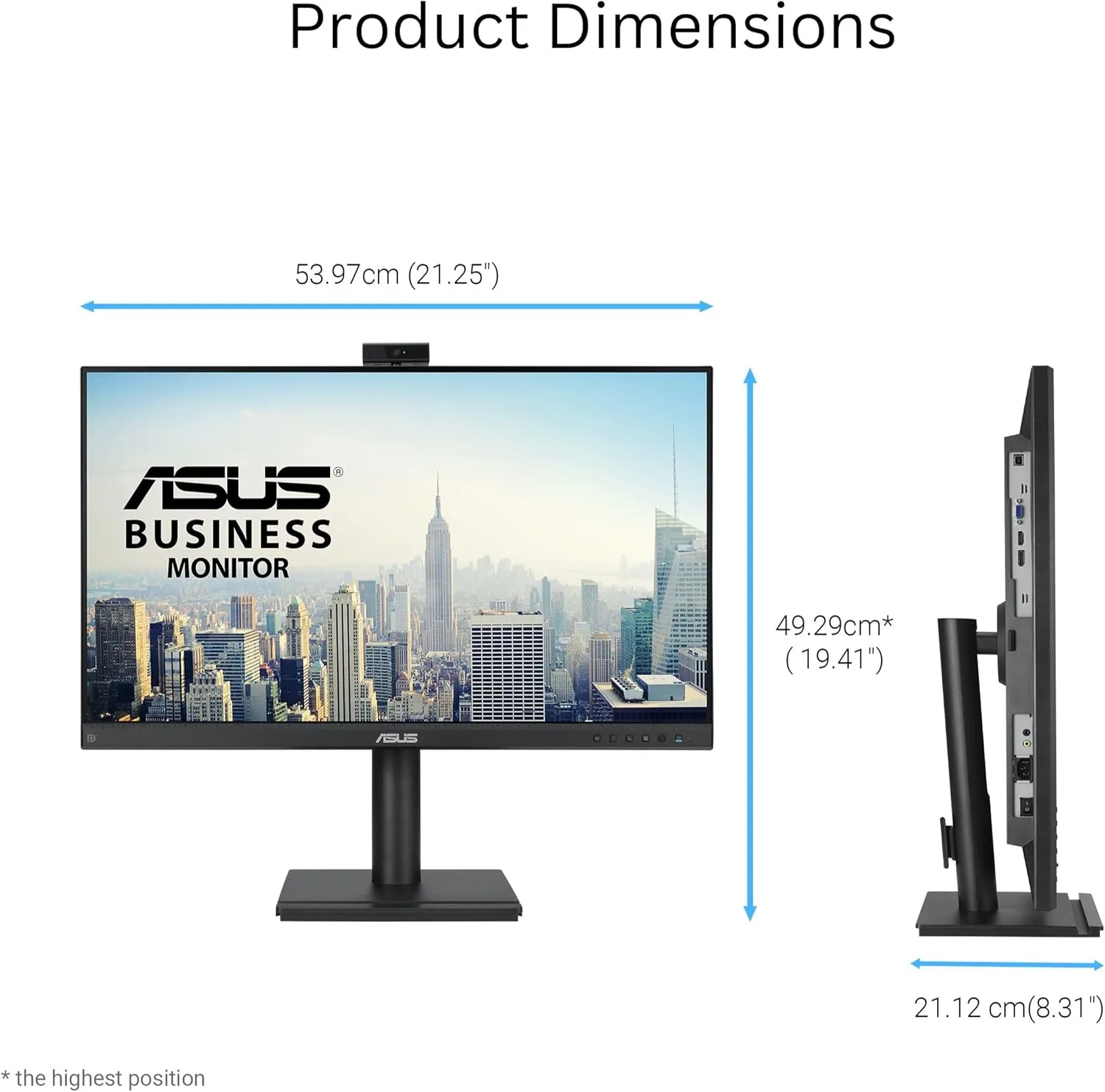 ASUS 24” 1080P Video Conferencing Monitor (BE249QFK) - IPS, 100Hz